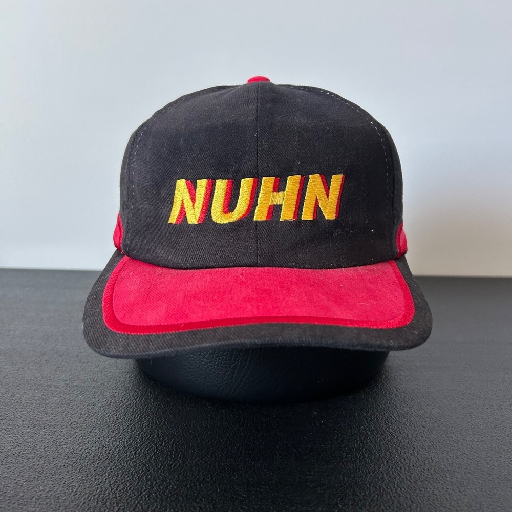 Vintage Nuhn Hat Cap Strap‎ Back Adjustable Black Farming Equipment Logo Adult